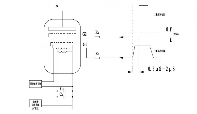 氢闸流管电极接线示意图